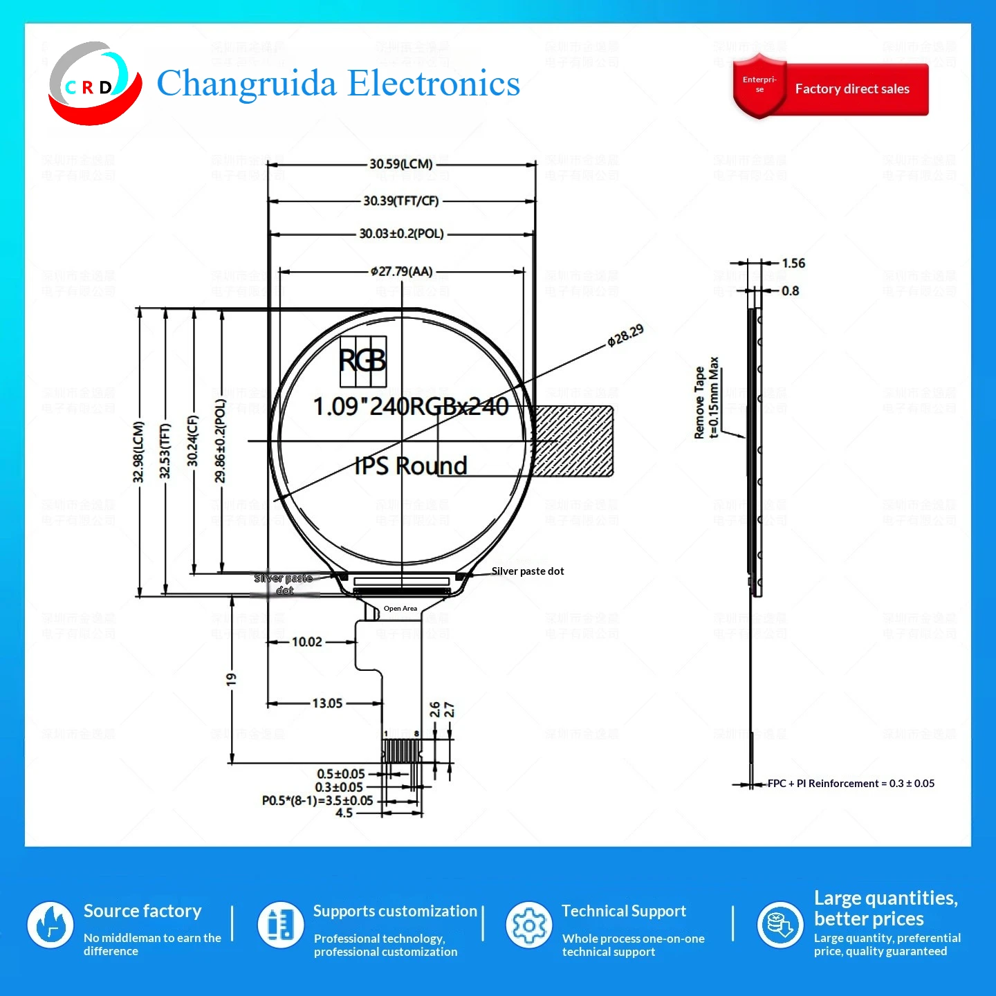 1.09-inch TFT LCD screen GC9A01 small 240x240 display LCD round SPI color
1.09-inch TFT LCD screen GC9A01 small 240x240 display LCD round SPI color