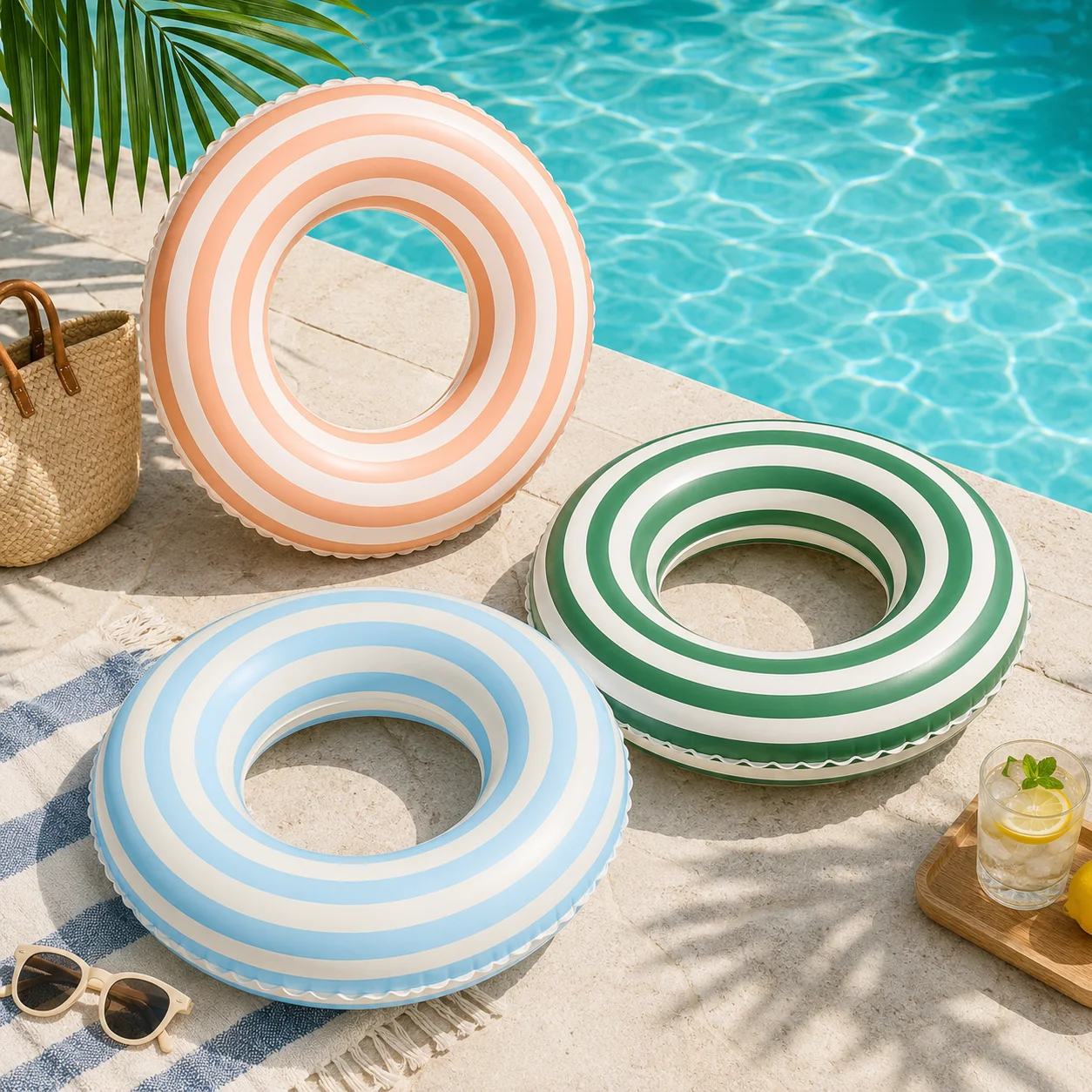 1pc Striped Inflatable Swimming Ring PVC Pool Float Tube Summer Swim Circle for Beach Pool Party Vacation Water Fun
1pc Striped Inflatable Swimming Ring PVC Pool Float Tube Summer Swim Circle for Beach Pool Party Vacation Water Fun