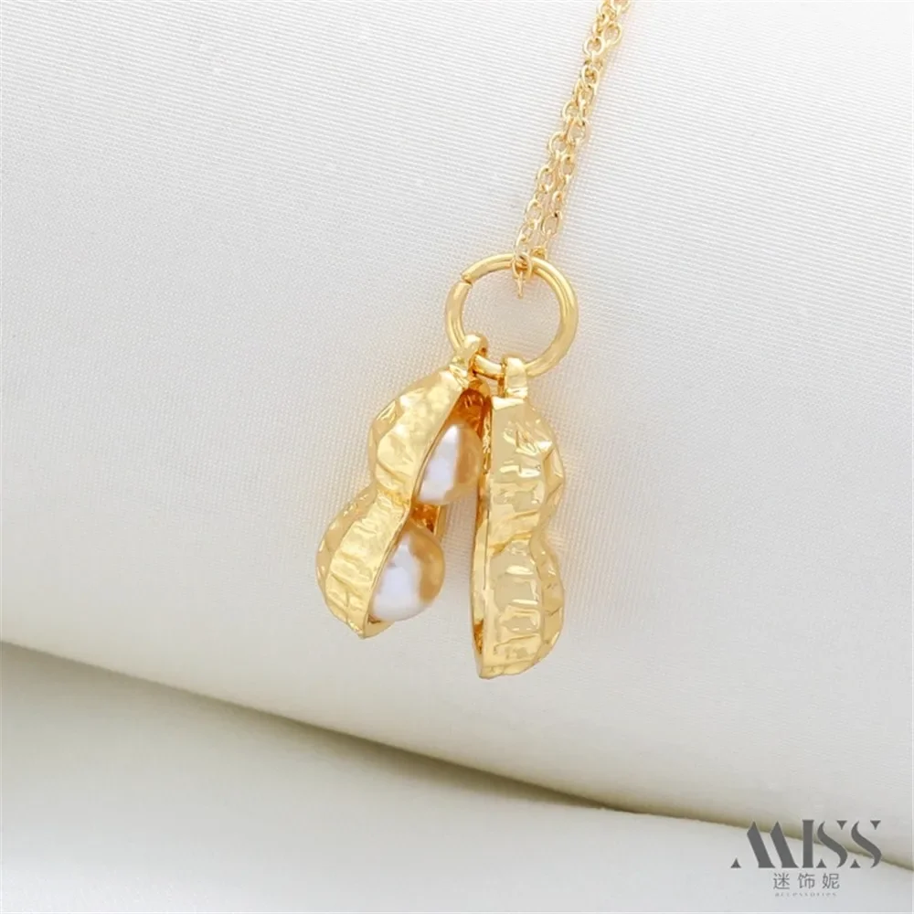 18K Gold Bag Color Retention Inlaid Pearl Peanut Pendant DIY Handmade Bracelet Necklace Pendant Jewelry Accessories
18K Gold Bag Color Retention Inlaid Pearl Peanut Pendant DIY Handmade Bracelet Necklace Pendant Jewelry Accessories