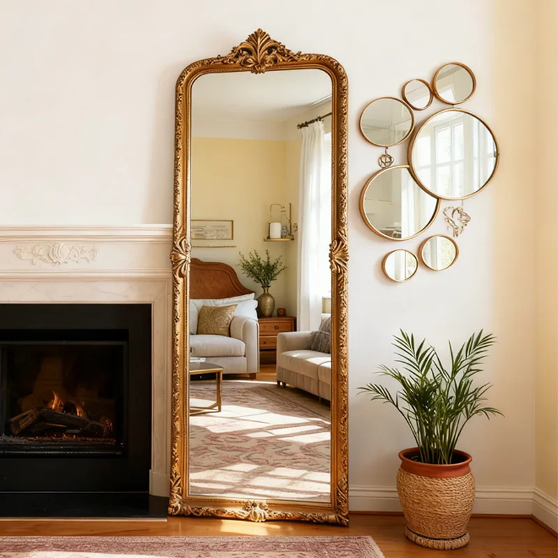European retro carved full-length mirror, light luxury decorative mirror, French retro living room, bedroom fitting mirror, dres
European retro carved full-length mirror, light luxury decorative mirror, French retro living room, bedroom fitting mirror, dres
