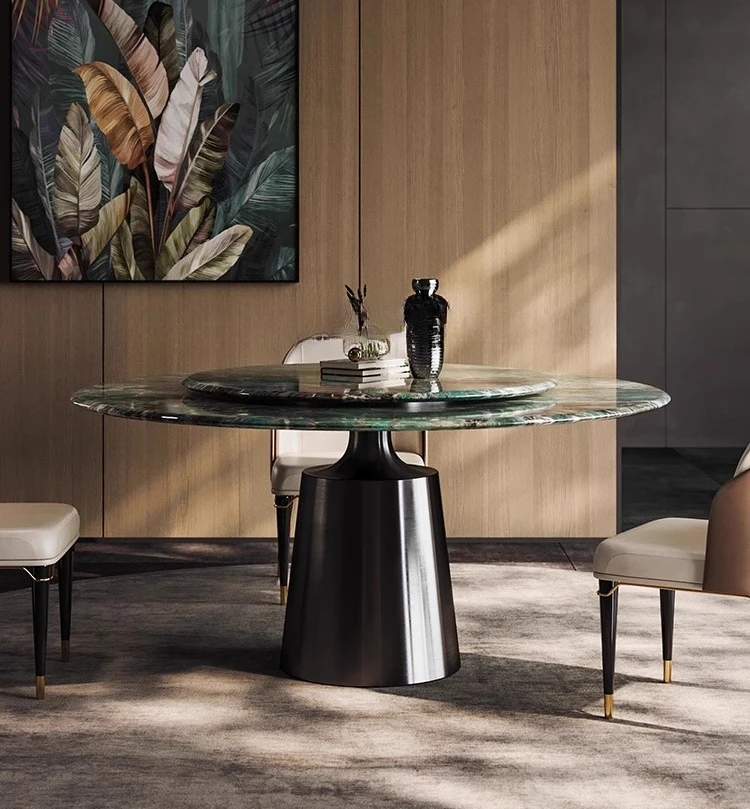Italian light luxury dining table household simple modern minimalist stainless steel marble round dining table
Italian light luxury dining table household simple modern minimalist stainless steel marble round dining table
