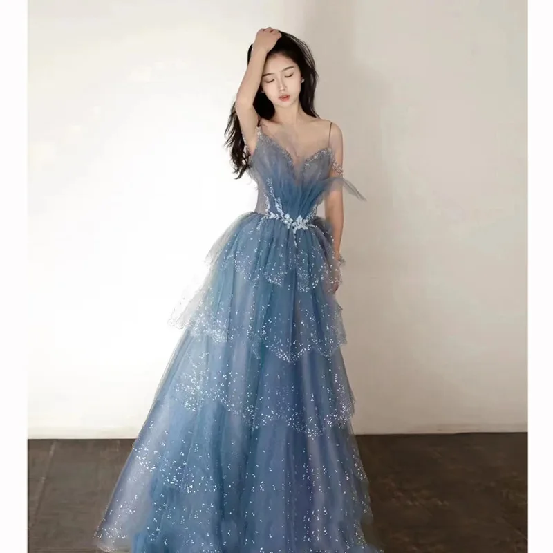 Female suspender evening dress original design high-end women‘s party dress vestidos de mujer
Female suspender evening dress original design high-end women‘s party dress vestidos de mujer