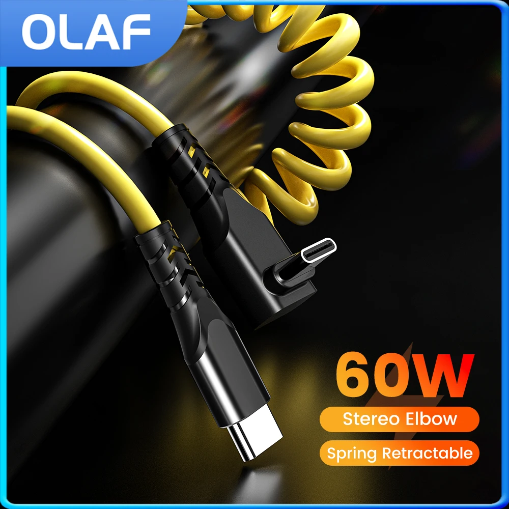 2 in 1 Cable Car Expansion Spring Type C PD60w Fast Charging Elbow Data Cable For iPhone Samsung Huawei Xiaomi Realme Cellphones
2 in 1 Cable Car Expansion Spring Type C PD60w Fast Charging Elbow Data Cable For iPhone Samsung Huawei Xiaomi Realme Cellphones