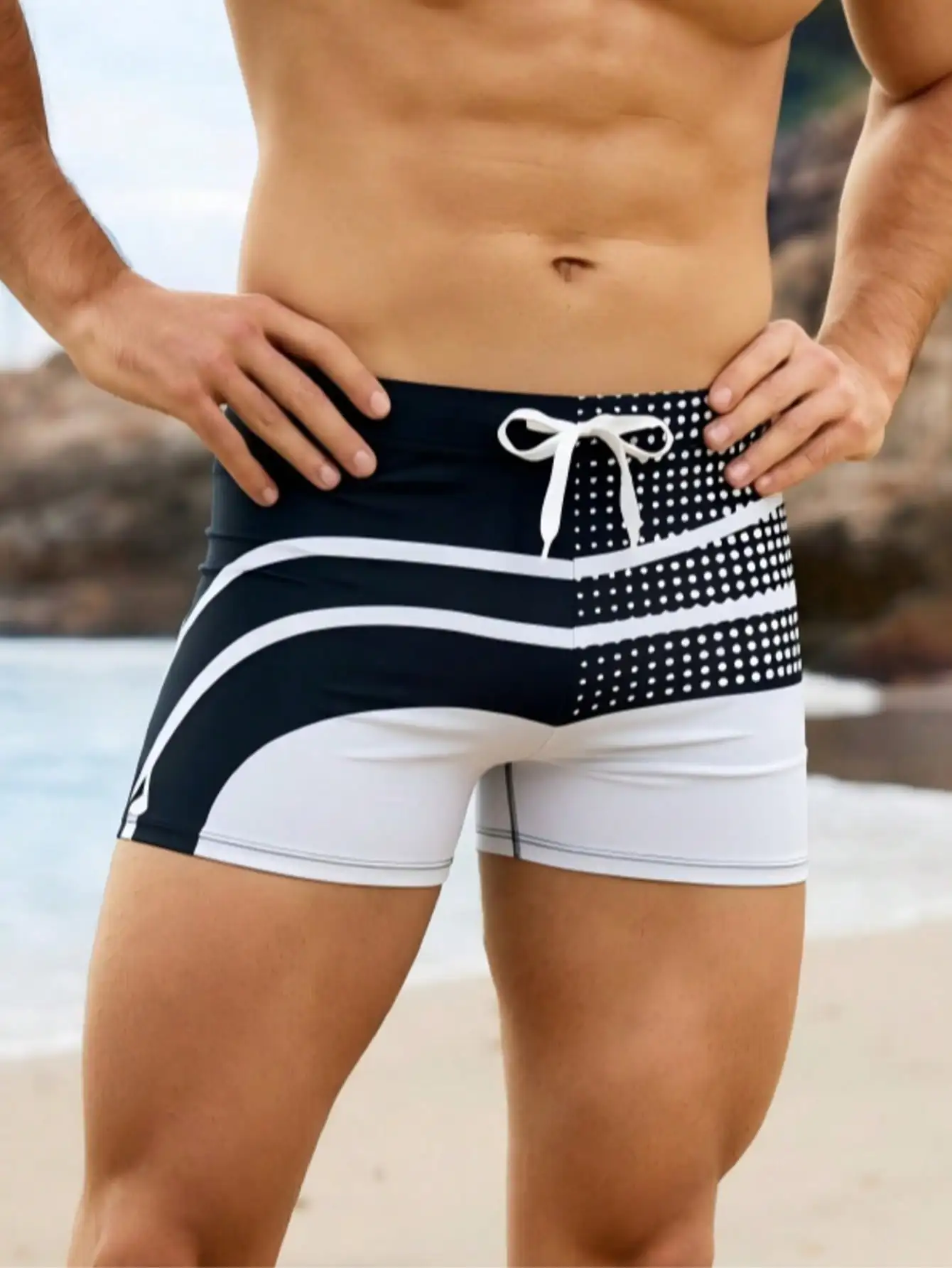 Men's Vacation Polka Dot & Striped Print Drawstring Swim Trunks, Fashionable Swimming Shorts, Suitable For Beach, Pool, Summer
Men's Vacation Polka Dot & Striped Print Drawstring Swim Trunks, Fashionable Swimming Shorts, Suitable For Beach, Pool, Summer