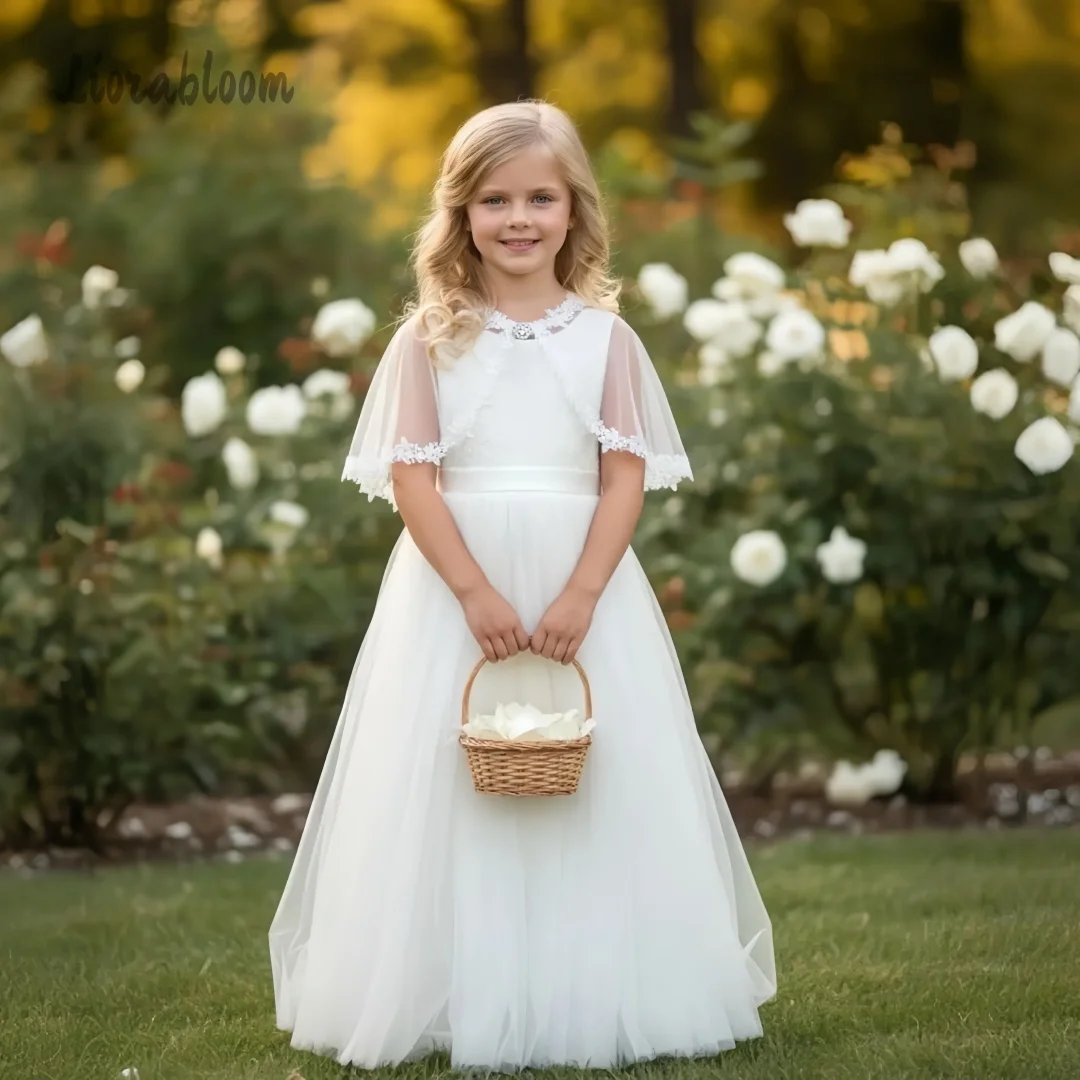 Girls' Strappy Formal Dress Lace Flower Girl Gown with Shawl Women's Wedding Party Attire Dress свадебное платье
Girls' Strappy Formal Dress Lace Flower Girl Gown with Shawl Women's Wedding Party Attire Dress свадебное платье