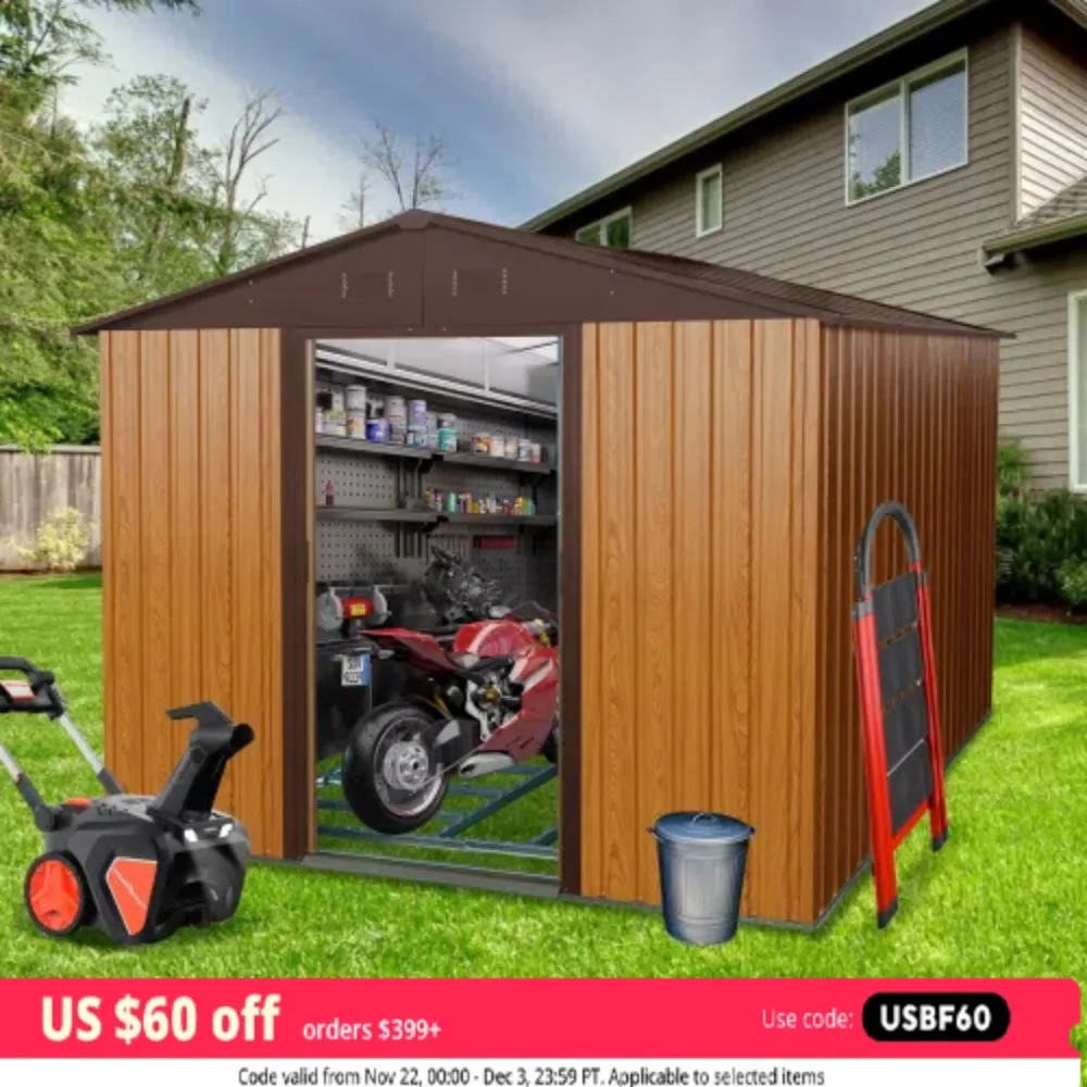 8ft x10ft Outdoor Storage Shed Metal Storage Shed with Loackable Door & Vents for Garden Tools House Storage
8ft x10ft Outdoor Storage Shed Metal Storage Shed with Loackable Door & Vents for Garden Tools House Storage
