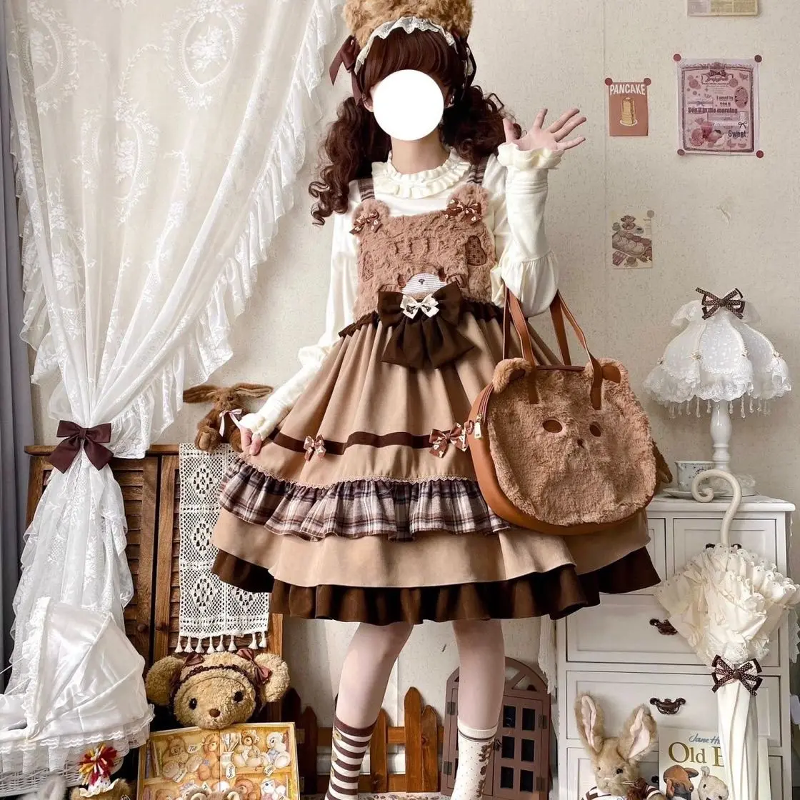 New Lolita autumn and winter lolita cute strap bow bear summer dress Slight Strech dresses for women 2025
New Lolita autumn and winter lolita cute strap bow bear summer dress Slight Strech dresses for women 2025