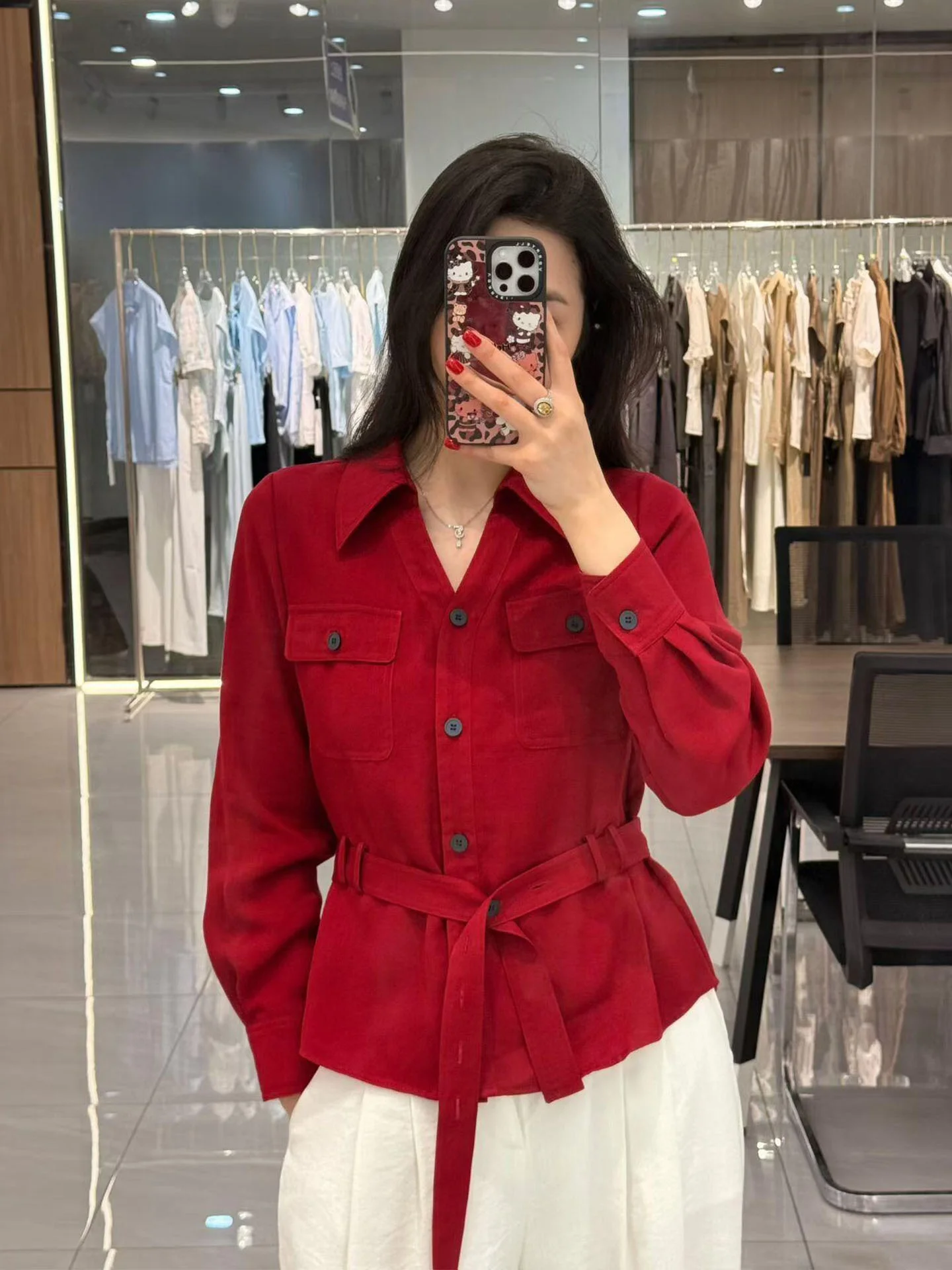 Ele Red irt Women's Slim Fit Button up Long Sve Commute Sle Faionable irt Vintage Waist Cinching Turn down Collar
Ele Red irt Women's Slim Fit Button up Long Sve Commute Sle Faionable irt Vintage Waist Cinching Turn down Collar