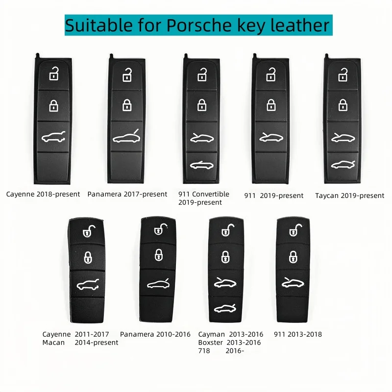 For Porsche MACAN, CAYENNE,Cayman, PANAMERA, 718, TAYCAN,and 911 High Quality Car Remote Key Rubber Buttons Pad Replace
For Porsche MACAN, CAYENNE,Cayman, PANAMERA, 718, TAYCAN,and 911 High Quality Car Remote Key Rubber Buttons Pad Replace