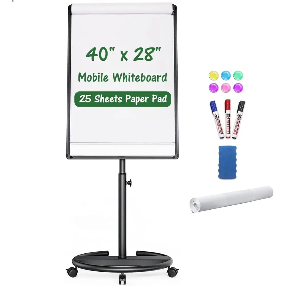 Adjustable Height 40x28 Inch Magnetic Dry Erase Board with Rolling Stand and Accessories
Adjustable Height 40x28 Inch Magnetic Dry Erase Board with Rolling Stand and Accessories