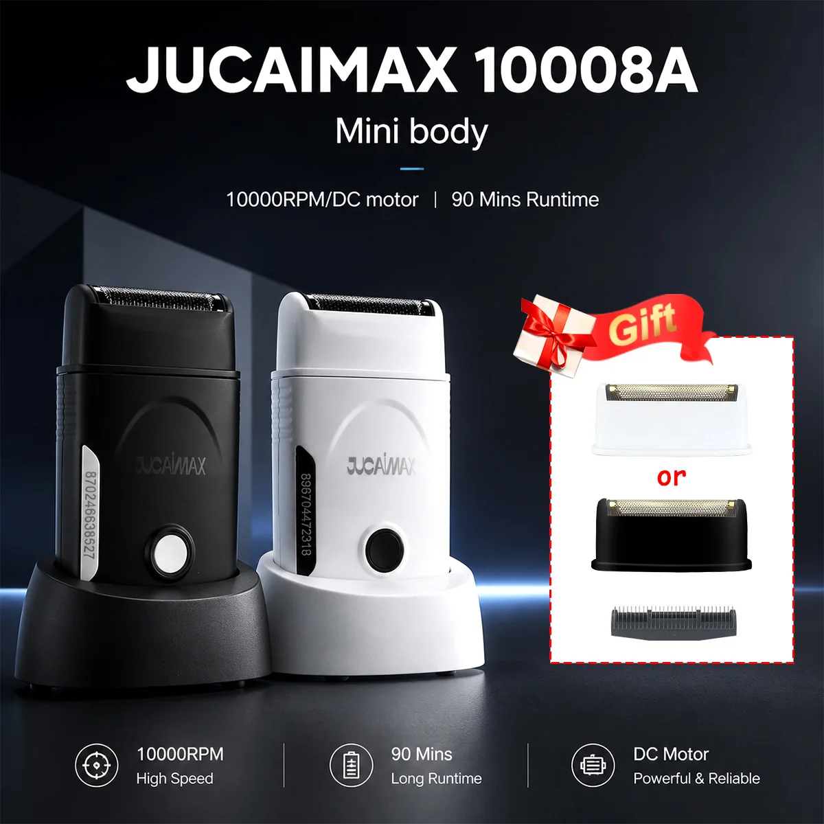 JUCAI JC-10008A Men's Electric Shaver Razor Mini Body with Base Charger 10000RPM Professional Shaver for Barbershop Hair Trimmer
JUCAI JC-10008A Men's Electric Shaver Razor Mini Body with Base Charger 10000RPM Professional Shaver for Barbershop Hair Trimmer
