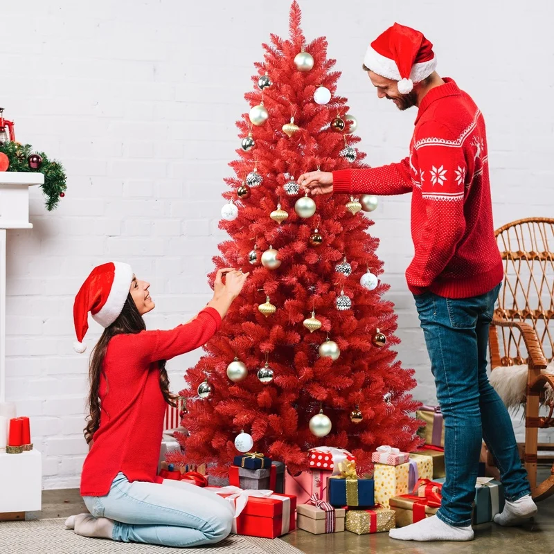 5FT Red Christmas Tree with 624 Tips, Hinged Branches, Metal Stand – Festive Holiday Decoration
5FT Red Christmas Tree with 624 Tips, Hinged Branches, Metal Stand – Festive Holiday Decoration