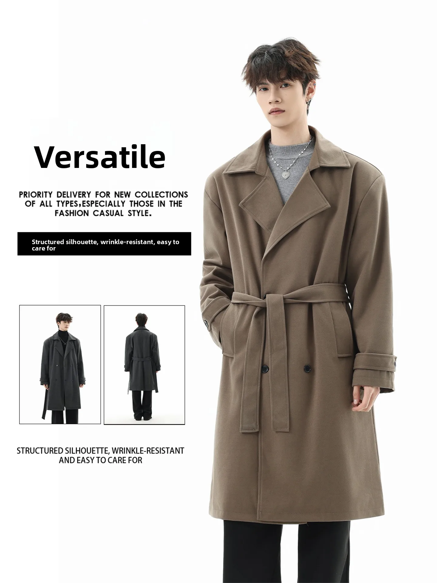 Winter Woolen Overcoat Men's Suit Collar Double Row Buttons Trendy Brand Haome High-End Feeling Mid-Length Tweed Jaet
Winter Woolen Overcoat Men's Suit Collar Double Row Buttons Trendy Brand Haome High-End Feeling Mid-Length Tweed Jaet