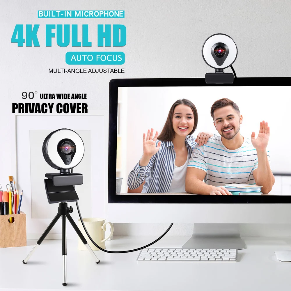 Веб-камера 4K Full HD с микрофоном, светодиодная заполняющая подсветка, USB веб-камера, вращающаяся для ПК, компьютера, ноутбука, потоковой передачи в реальном времени
Веб-камера 4K Full HD с микрофоном, светодиодная заполняющая подсветка, USB веб-камера, вращающаяся для ПК, компьютера, ноутбука, потоковой передачи в реальном времени