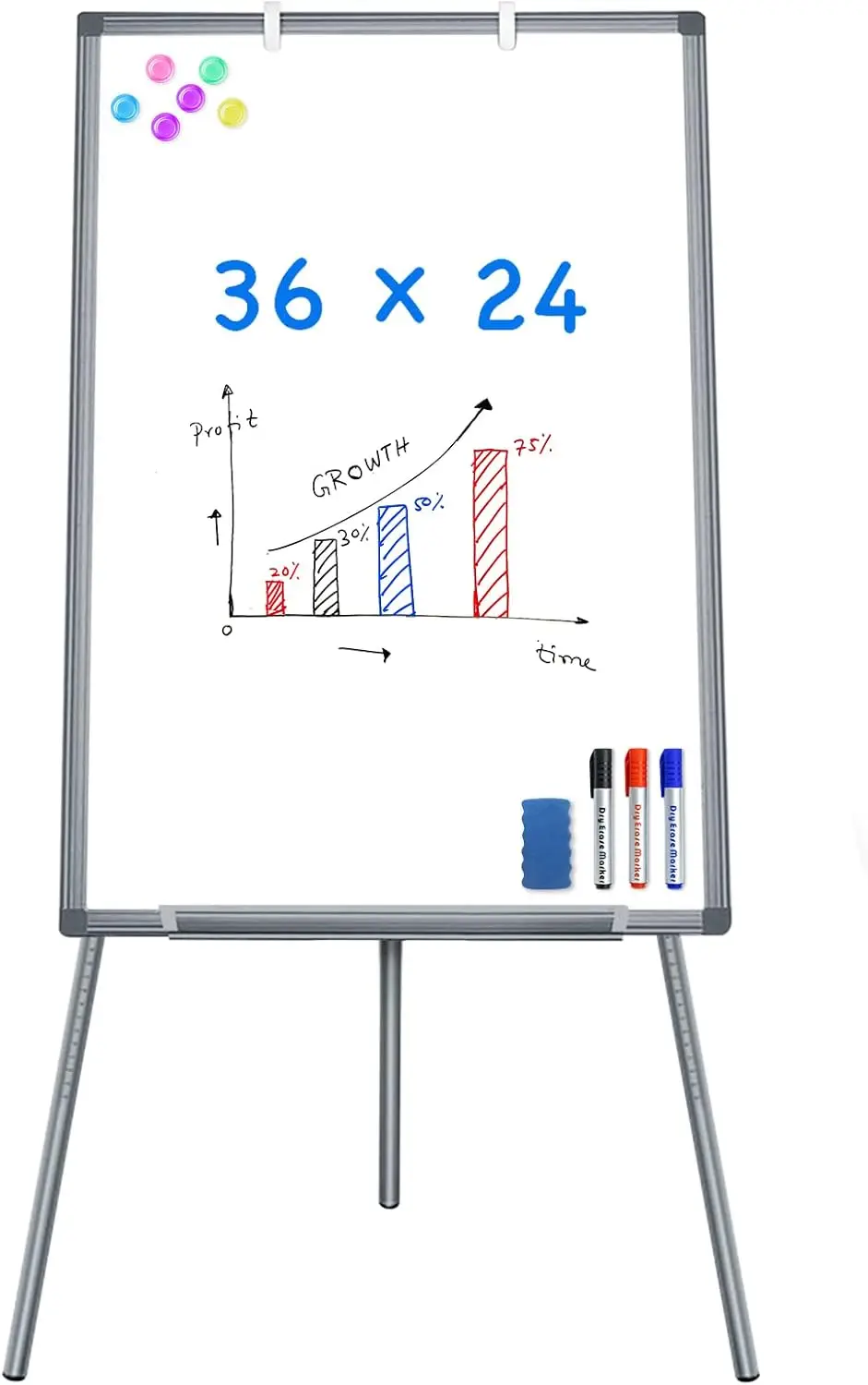 Magnetic Portable Dry Erase Whiteboard 36x24 Inches, Adjustable Tripod Easel Stand for Office and Home Use
Magnetic Portable Dry Erase Whiteboard 36x24 Inches, Adjustable Tripod Easel Stand for Office and Home Use