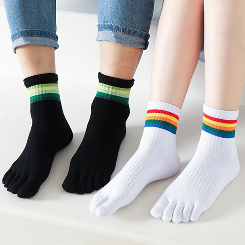 5 Pairs Colorful Rainbow Socks with Toes Korean Style Mens Womens Couple Lgbt Clothes Street Fashion Thick Cotton 5 Finger Socks
5 Pairs Colorful Rainbow Socks with Toes Korean Style Mens Womens Couple Lgbt Clothes Street Fashion Thick Cotton 5 Finger Socks