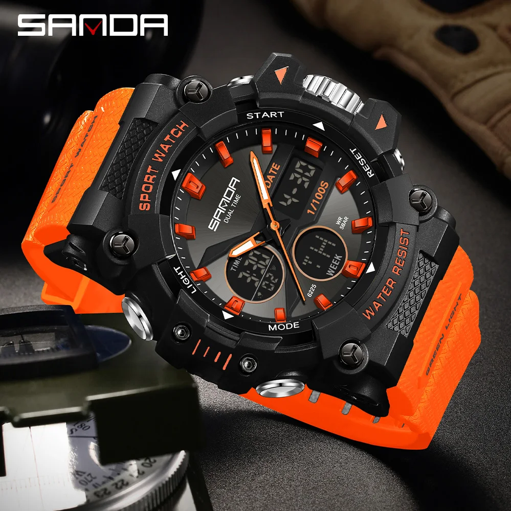SANDA Men's Sports Watch for Men Women Quartz Digital Dual Display Watches Shock Water Resistant Camping Wristwatch 5M 6225
SANDA Men's Sports Watch for Men Women Quartz Digital Dual Display Watches Shock Water Resistant Camping Wristwatch 5M 6225
