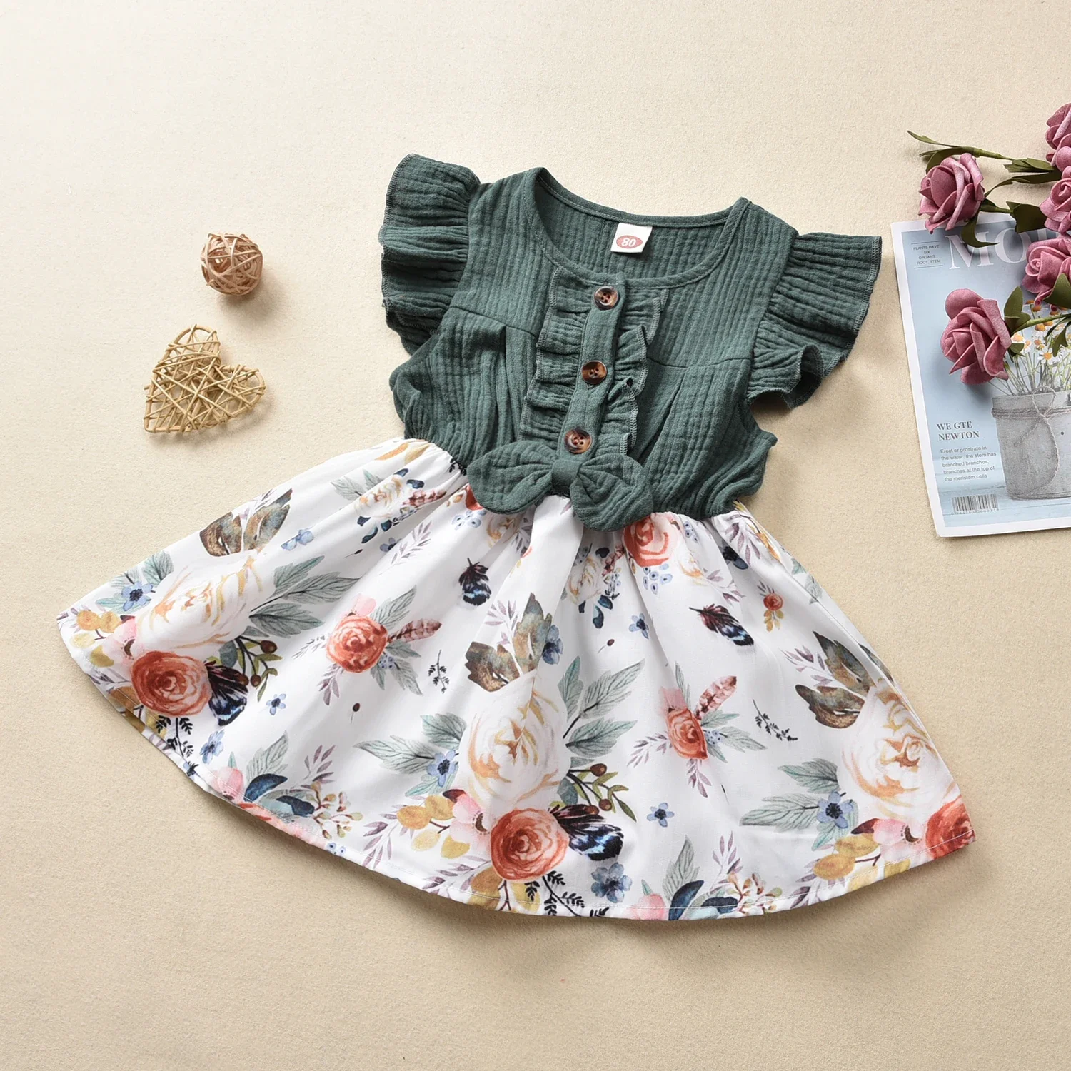 Summer 1-5Years Baby Girls Dress Bowknot Flowers Print Ruffles Sleeve Knee Patchwork Length A-Line Dress flower girl dresses
Summer 1-5Years Baby Girls Dress Bowknot Flowers Print Ruffles Sleeve Knee Patchwork Length A-Line Dress flower girl dresses