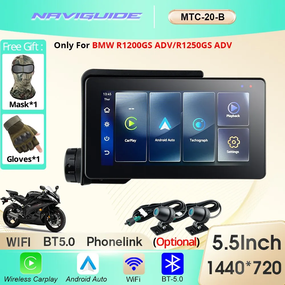 NAVIGUIDE MTC-20 5,5 дюймов для BMW R1200GS ADV R1250GS ADV мотоцикл беспроводной CarPlay Android Auto портативная цифровая приборная панель
NAVIGUIDE MTC-20 5,5 дюймов для BMW R1200GS ADV R1250GS ADV мотоцикл беспроводной CarPlay Android Auto портативная цифровая приборная панель