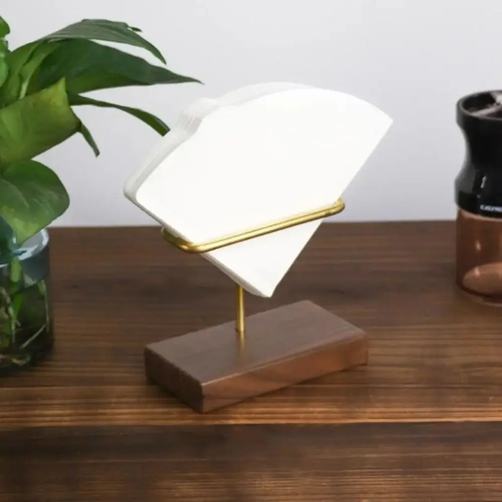 Brass Material Coffee Filter Paper Holder Wooden Base Geometric Design Coffee Drip Paper Shelf Portable Vertical
Brass Material Coffee Filter Paper Holder Wooden Base Geometric Design Coffee Drip Paper Shelf Portable Vertical