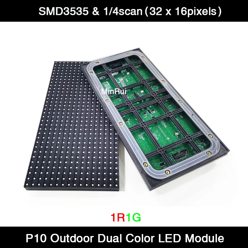 Outdoor P10 LED Display Module Dual Color 320x160mm 1/4S Waterproof IP65 RG LED Panels SMD3535 for LED Display Video Screen
Outdoor P10 LED Display Module Dual Color 320x160mm 1/4S Waterproof IP65 RG LED Panels SMD3535 for LED Display Video Screen