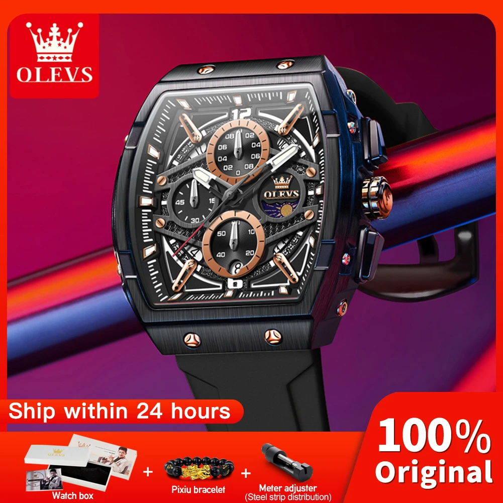 OLEVS 2975 New Mens Watch Quartz Watch Multifunctional Chronograph Waterproof Luminous Watches Moon Phase Silicone Strap Reloj
OLEVS 2975 New Mens Watch Quartz Watch Multifunctional Chronograph Waterproof Luminous Watches Moon Phase Silicone Strap Reloj