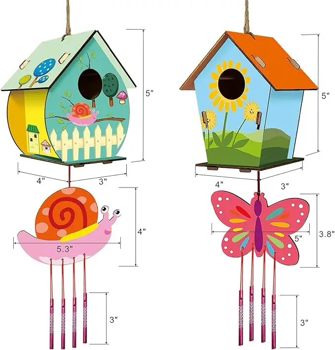 Pack of 2 Unfinished Wooden Bird House Wind Chimes Wooden Paper Cut Models Suitable for Kids Girls Boys Toddlers DIY
Pack of 2 Unfinished Wooden Bird House Wind Chimes Wooden Paper Cut Models Suitable for Kids Girls Boys Toddlers DIY