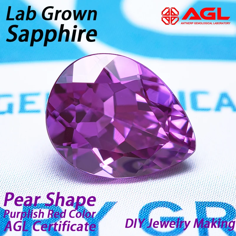 Lab Grown Sapphire Purplish Red Color Pear Cut for DIY Jewelry Making Ring Necklace Main Materials Selectable AGL Certificate
Lab Grown Sapphire Purplish Red Color Pear Cut for DIY Jewelry Making Ring Necklace Main Materials Selectable AGL Certificate