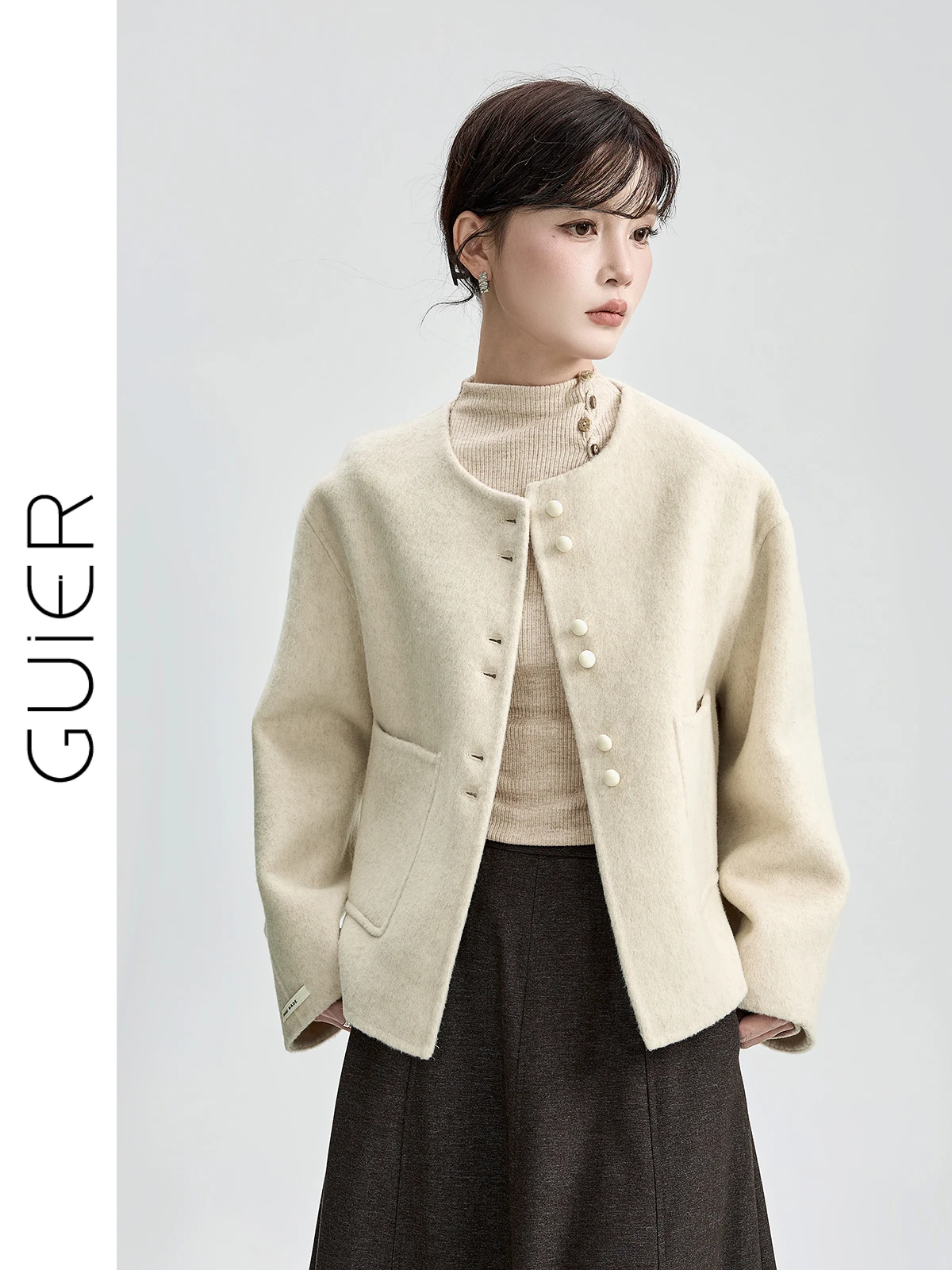 Двустороннее шерстяное пальто Guier с круглым вырезом, модное, для невысоких, осенне-зимнее, двустороннее, из кашемира
Двустороннее шерстяное пальто Guier с круглым вырезом, модное, для невысоких, осенне-зимнее, двустороннее, из кашемира