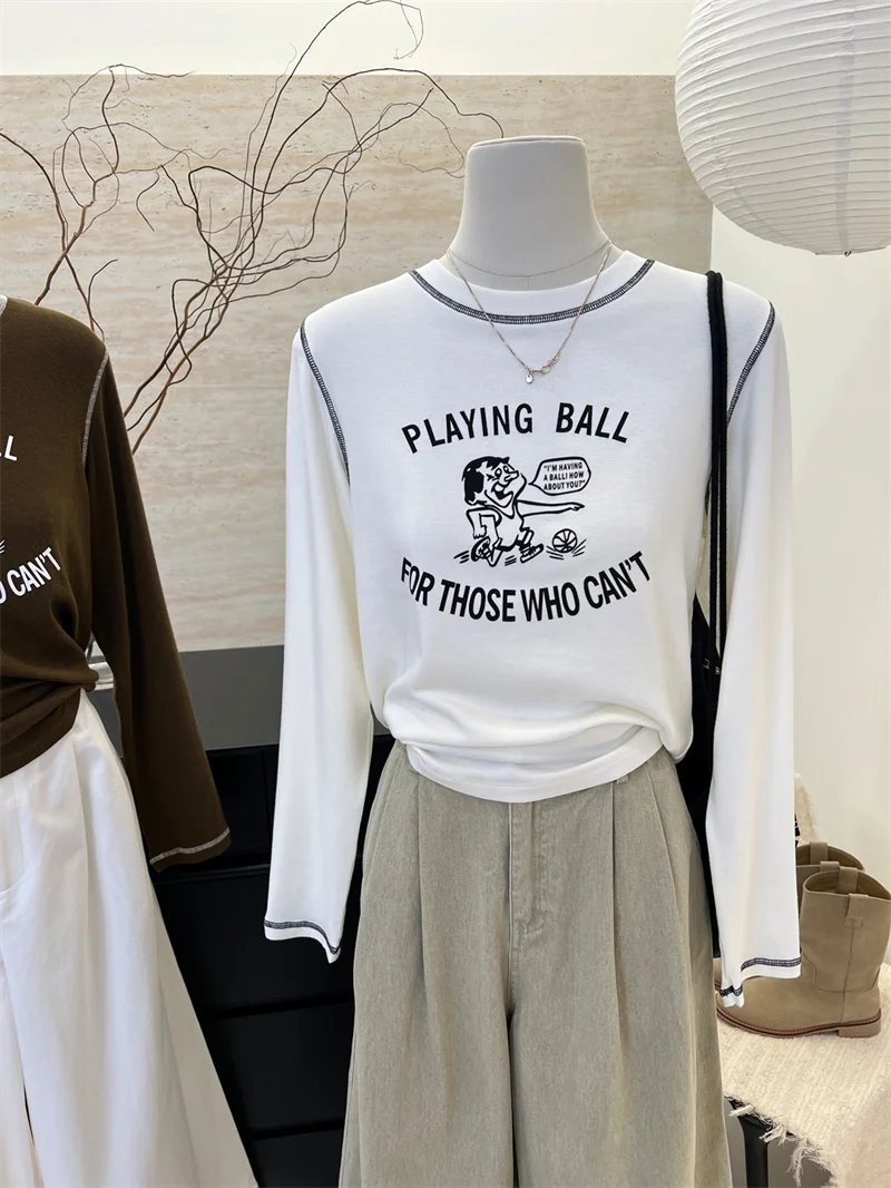 Fashionable Long Sleeve T-Shirt Women's Cartoon Print Top Spring Base Layer Shirt Trendy round Neck Cotton Polyester Blend
Fashionable Long Sleeve T-Shirt Women's Cartoon Print Top Spring Base Layer Shirt Trendy round Neck Cotton Polyester Blend