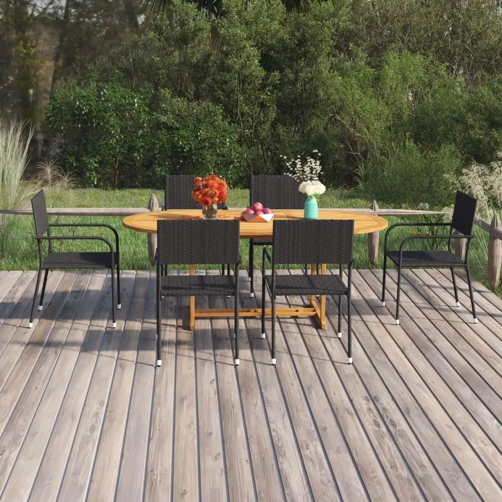 7-Piece Black Poly Rattan Patio Dining Set for Outdoor Relaxation & Entertaining
7-Piece Black Poly Rattan Patio Dining Set for Outdoor Relaxation & Entertaining