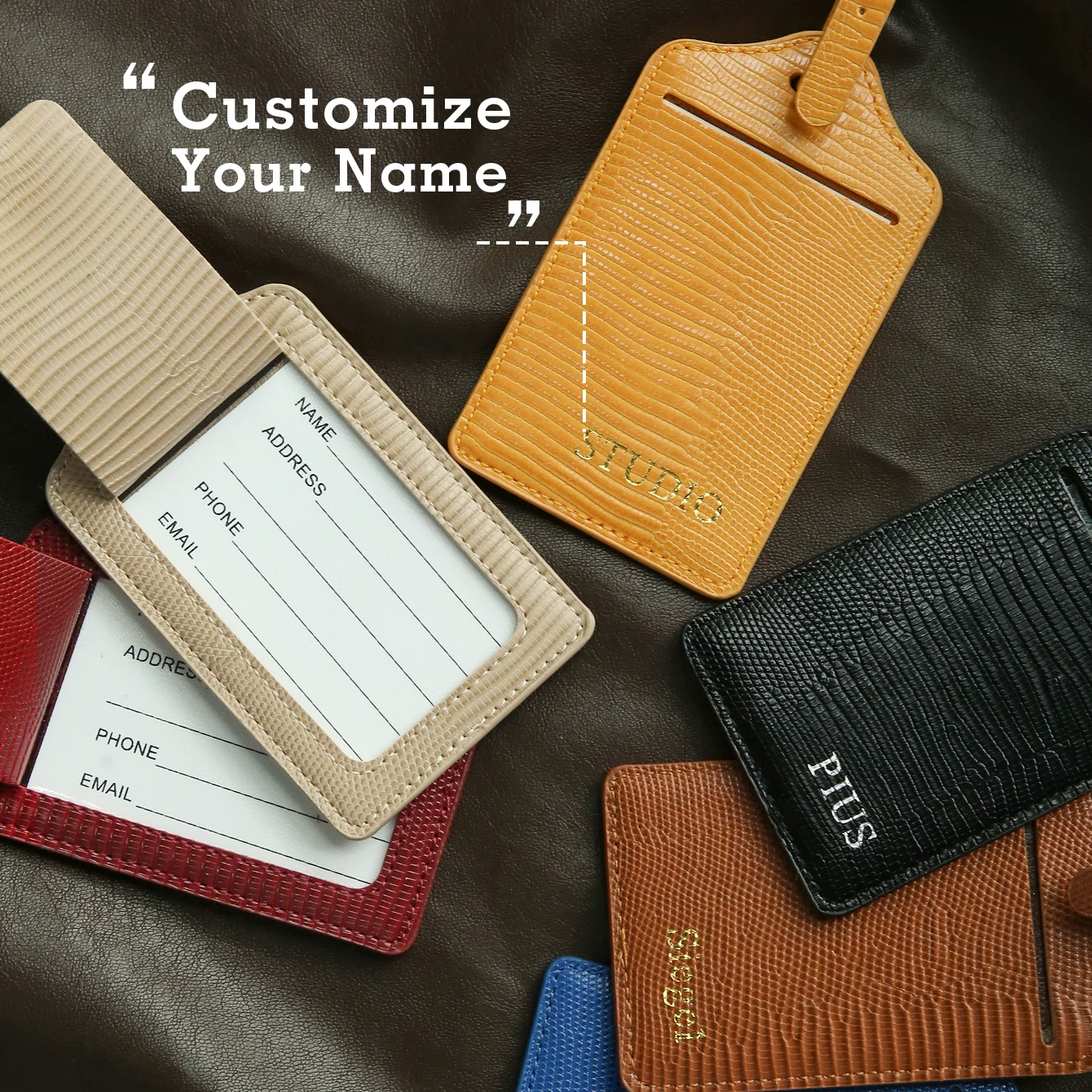 Custom Name Lizard Skin Luggage Tag Personalized Embossed Pu Leather Baggage Tag Engraved Name Travel Suitcase Id Label
Custom Name Lizard Skin Luggage Tag Personalized Embossed Pu Leather Baggage Tag Engraved Name Travel Suitcase Id Label