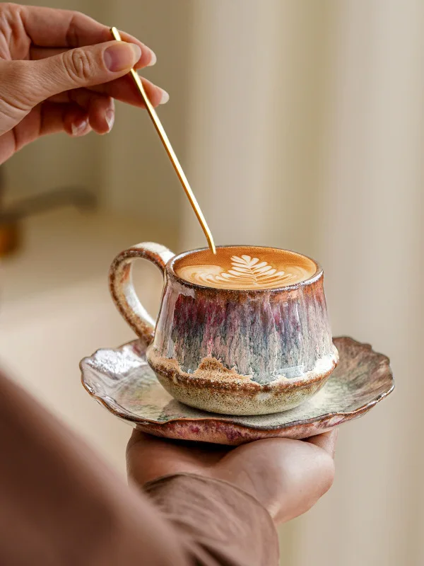 Handmade Ceramic Coffee Cup And Plate Set Vintage Home Creative Coarse Ceramics Cup Handmade Craft Coffee Drinking Utensils
Handmade Ceramic Coffee Cup And Plate Set Vintage Home Creative Coarse Ceramics Cup Handmade Craft Coffee Drinking Utensils