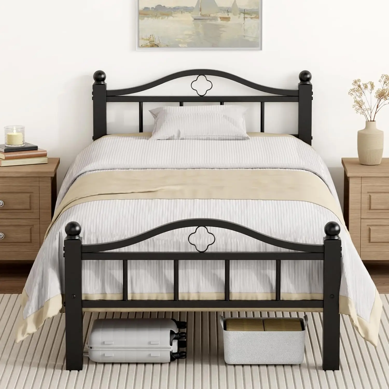 Metal Twin Bed Frames, 1500lb No Squeak Metal Platform with Headboard, 12" Underbed Storage, Tool-Free 30-Min Assembly No Box
Metal Twin Bed Frames, 1500lb No Squeak Metal Platform with Headboard, 12" Underbed Storage, Tool-Free 30-Min Assembly No Box