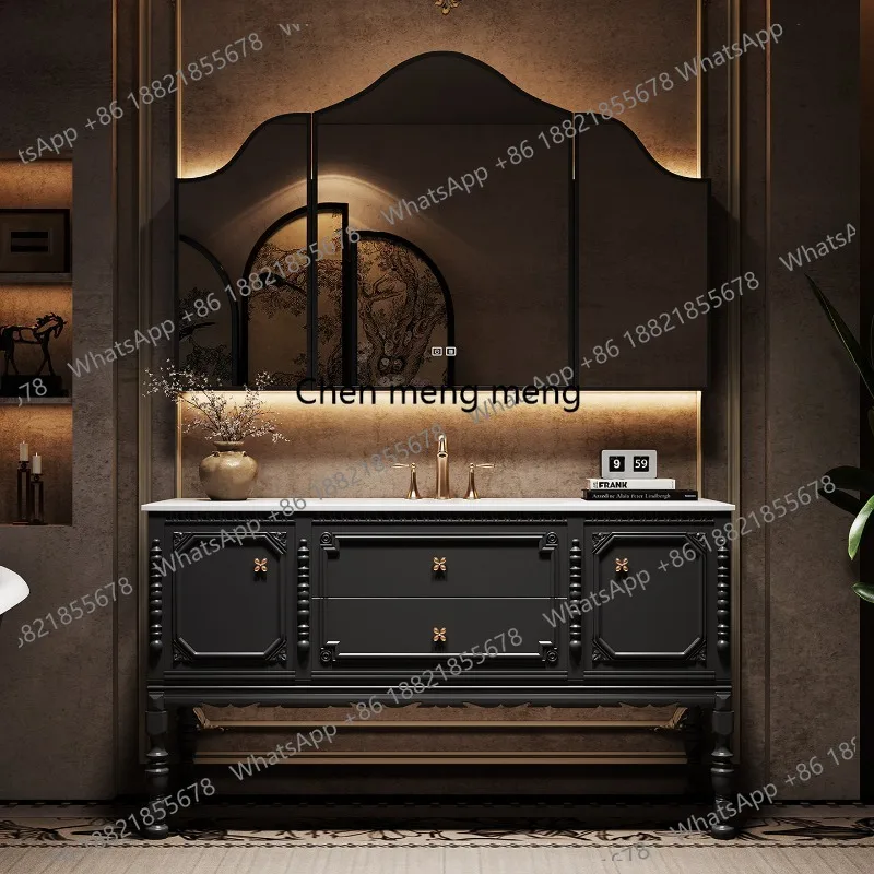 High-end French retro oak bathroom cabinet combination floor-to-ceiling hot bending integrated washing table Wash table
High-end French retro oak bathroom cabinet combination floor-to-ceiling hot bending integrated washing table Wash table