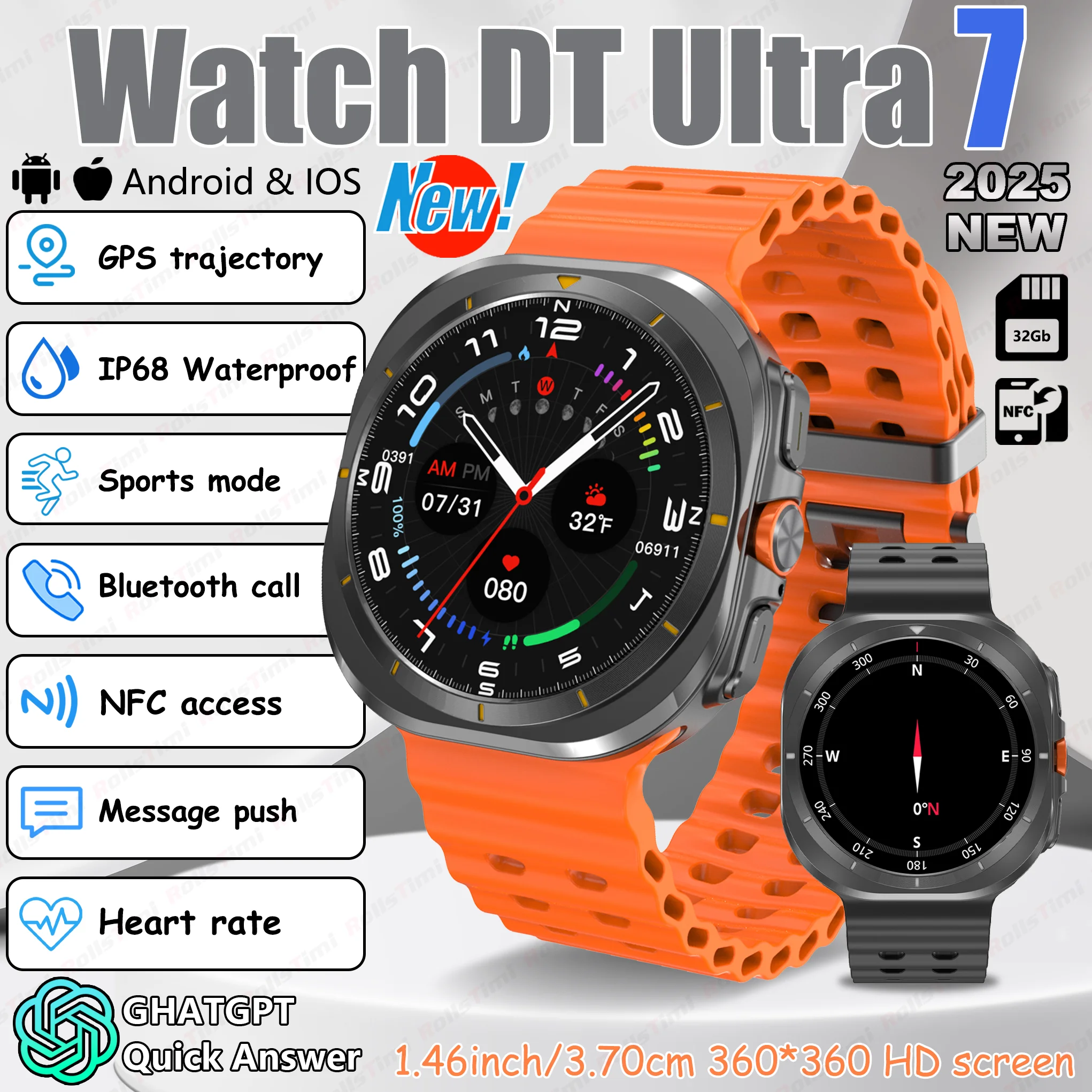 2025 Новые мужские умные часы Ultra7 с пульсометром NFC Компас Независимый музыкальный плеер Bluetooth-звонки Женские модные умные часы
2025 Новые мужские умные часы Ultra7 с пульсометром NFC Компас Независимый музыкальный плеер Bluetooth-звонки Женские модные умные часы