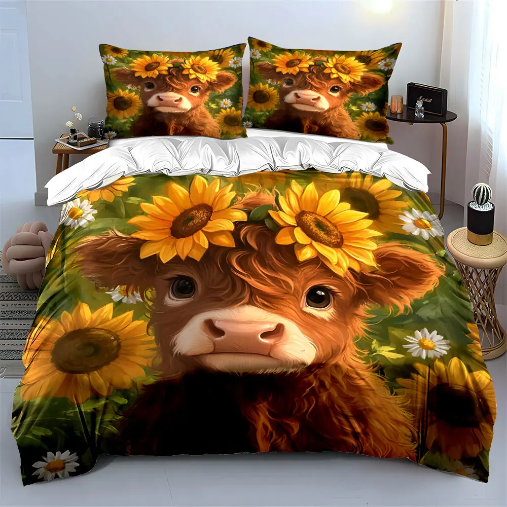 "Adorable Farm Cow Sunflower Theme" kid's and adults' bedroom decor, Exquisite three-piece bedding set gift
"Adorable Farm Cow Sunflower Theme" kid's and adults' bedroom decor, Exquisite three-piece bedding set gift