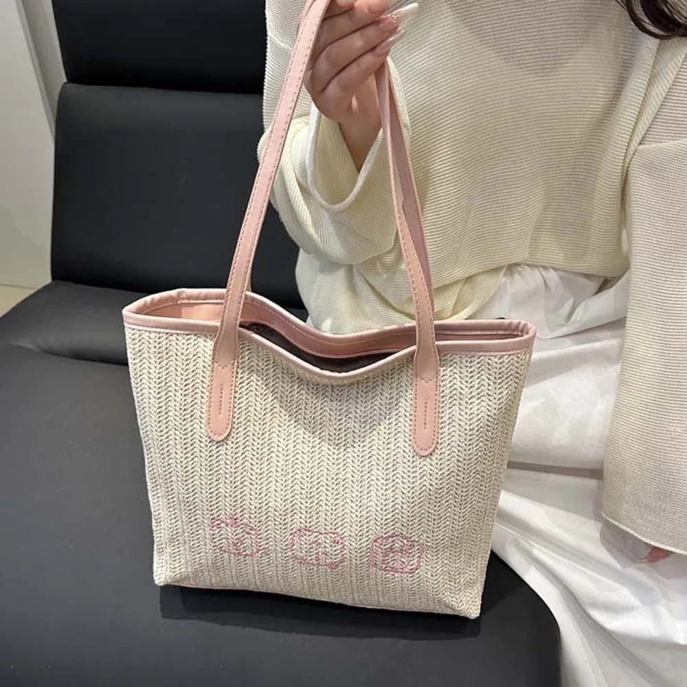 Casual Sweet Straw Tote Bag PU Cartoon Pattern Woven Underarm Bag Beige Large Capacity Summer Beach Handbag Female
Casual Sweet Straw Tote Bag PU Cartoon Pattern Woven Underarm Bag Beige Large Capacity Summer Beach Handbag Female