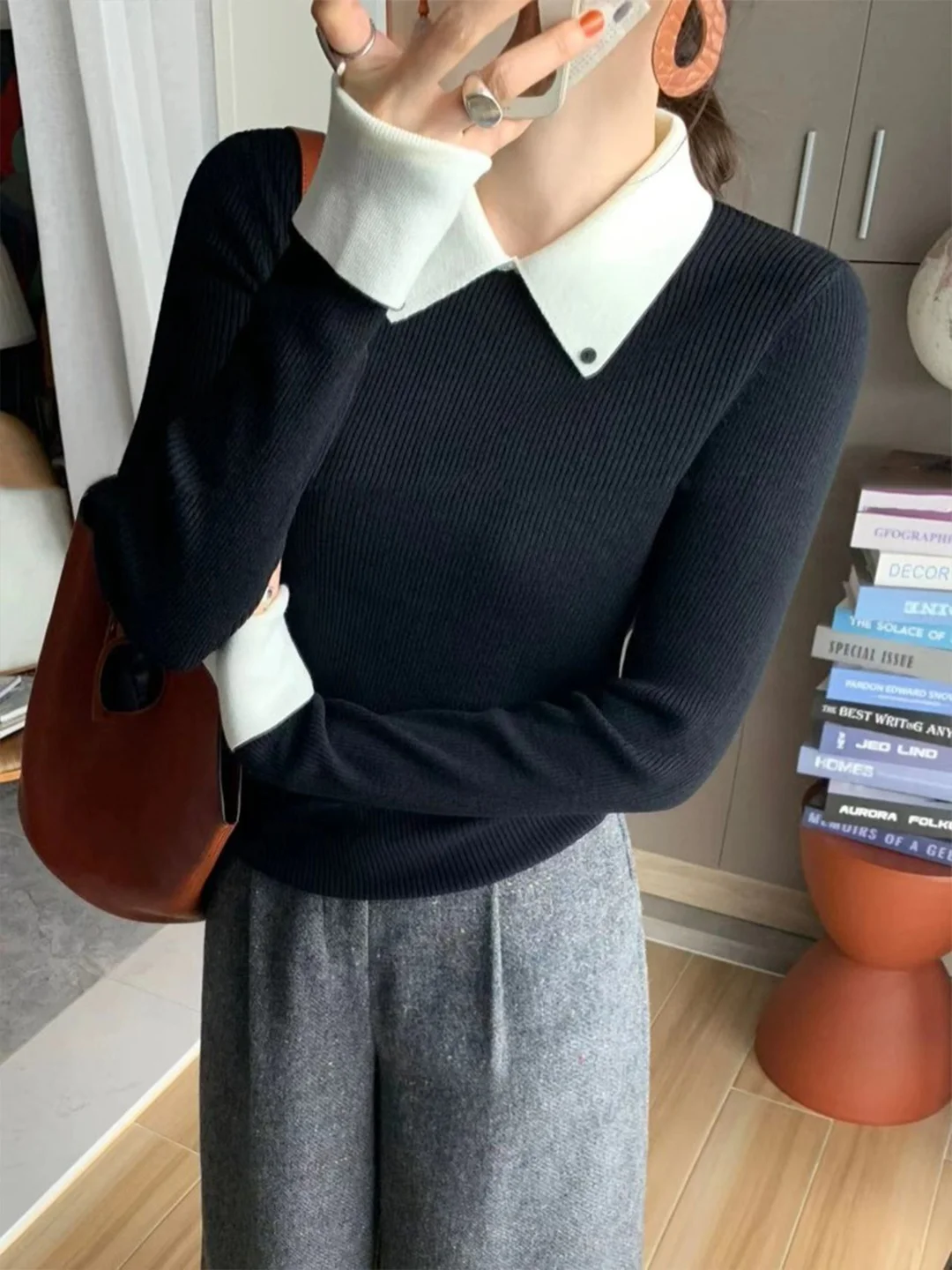 Elegant Knitted Sweater Women's Base Layer Doll Collar Outerwear Casual Slim Fit Long Sleeve Polyester Fiber Autumn Winter
Elegant Knitted Sweater Women's Base Layer Doll Collar Outerwear Casual Slim Fit Long Sleeve Polyester Fiber Autumn Winter