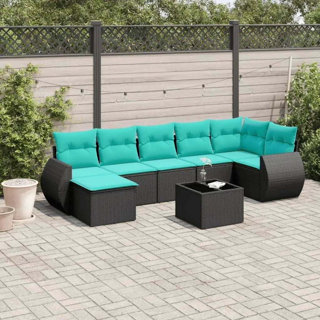 Elegant 8 Piece Outdoor Sofa Set with Cushions Black Poly Rattan Garden Furniture
Elegant 8 Piece Outdoor Sofa Set with Cushions Black Poly Rattan Garden Furniture