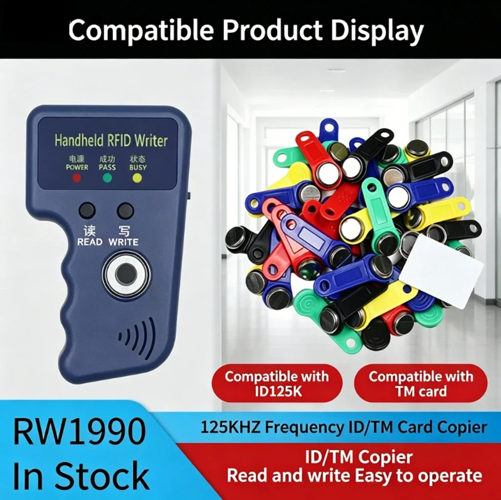 RW1990 TM Duplicator RFID Copier Reader Writer TM1990 DS-1990A I-Button Handheld 125KHz T5577 EM4305 EM4100 Keys Tag Card
RW1990 TM Duplicator RFID Copier Reader Writer TM1990 DS-1990A I-Button Handheld 125KHz T5577 EM4305 EM4100 Keys Tag Card
