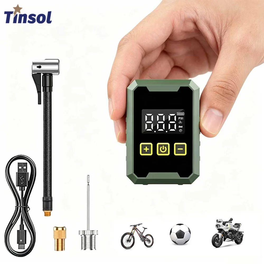 TINSOL 150PSI Mini Portable Electric Bike Pump Wireless Tire Inflator Up to 500mAh Battery with Screen Fast Charging
TINSOL 150PSI Mini Portable Electric Bike Pump Wireless Tire Inflator Up to 500mAh Battery with Screen Fast Charging