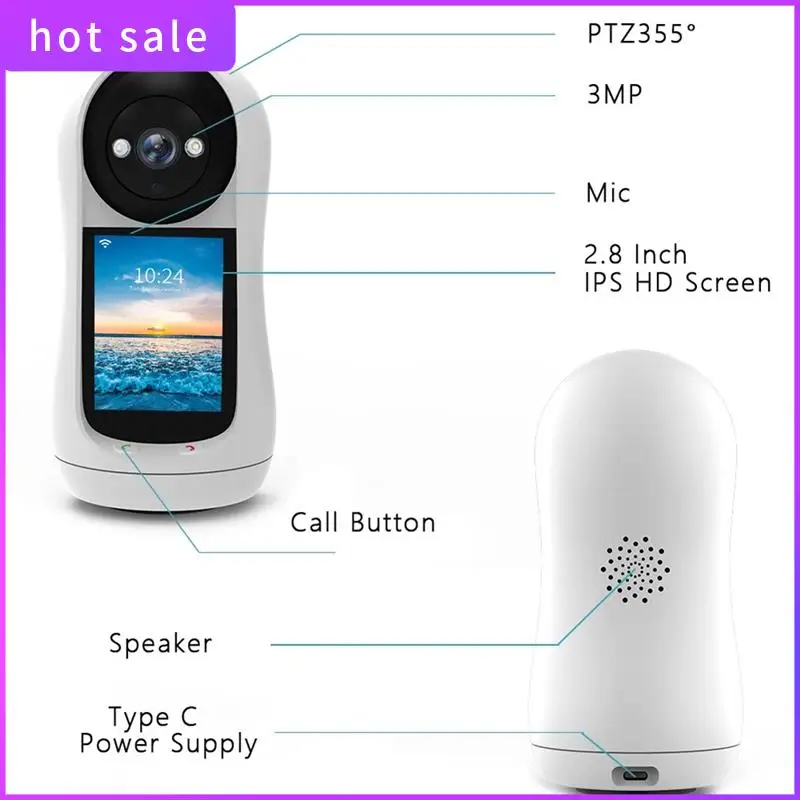 ELEC-3MP Wi-Fi камера Видеозвонок с 2,8-дюймовым IPS-экраном IP-камера Радионяня Внутренняя камера безопасности
ELEC-3MP Wi-Fi камера Видеозвонок с 2,8-дюймовым IPS-экраном IP-камера Радионяня Внутренняя камера безопасности