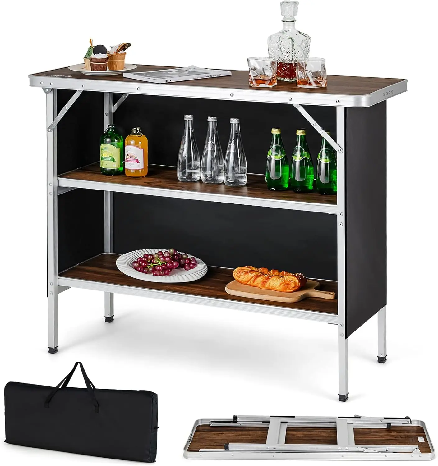 COSTWAY Folding Picnic Table, Portable Camping Table With Carry Bag, Lightweight Aluminum Food Prep Station With 2 Shelves, Quic
COSTWAY Folding Picnic Table, Portable Camping Table With Carry Bag, Lightweight Aluminum Food Prep Station With 2 Shelves, Quic