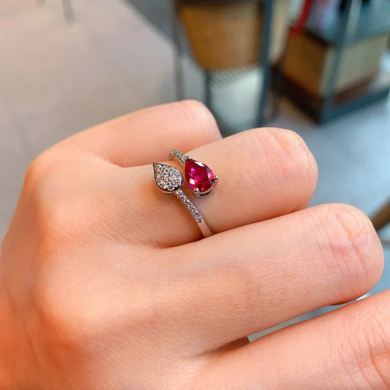 European and American Water Drop Pear-Shaped Colorful Zircon Ring Women's Simple Ring Micro Paved Pink Diamond
European and American Water Drop Pear-Shaped Colorful Zircon Ring Women's Simple Ring Micro Paved Pink Diamond
