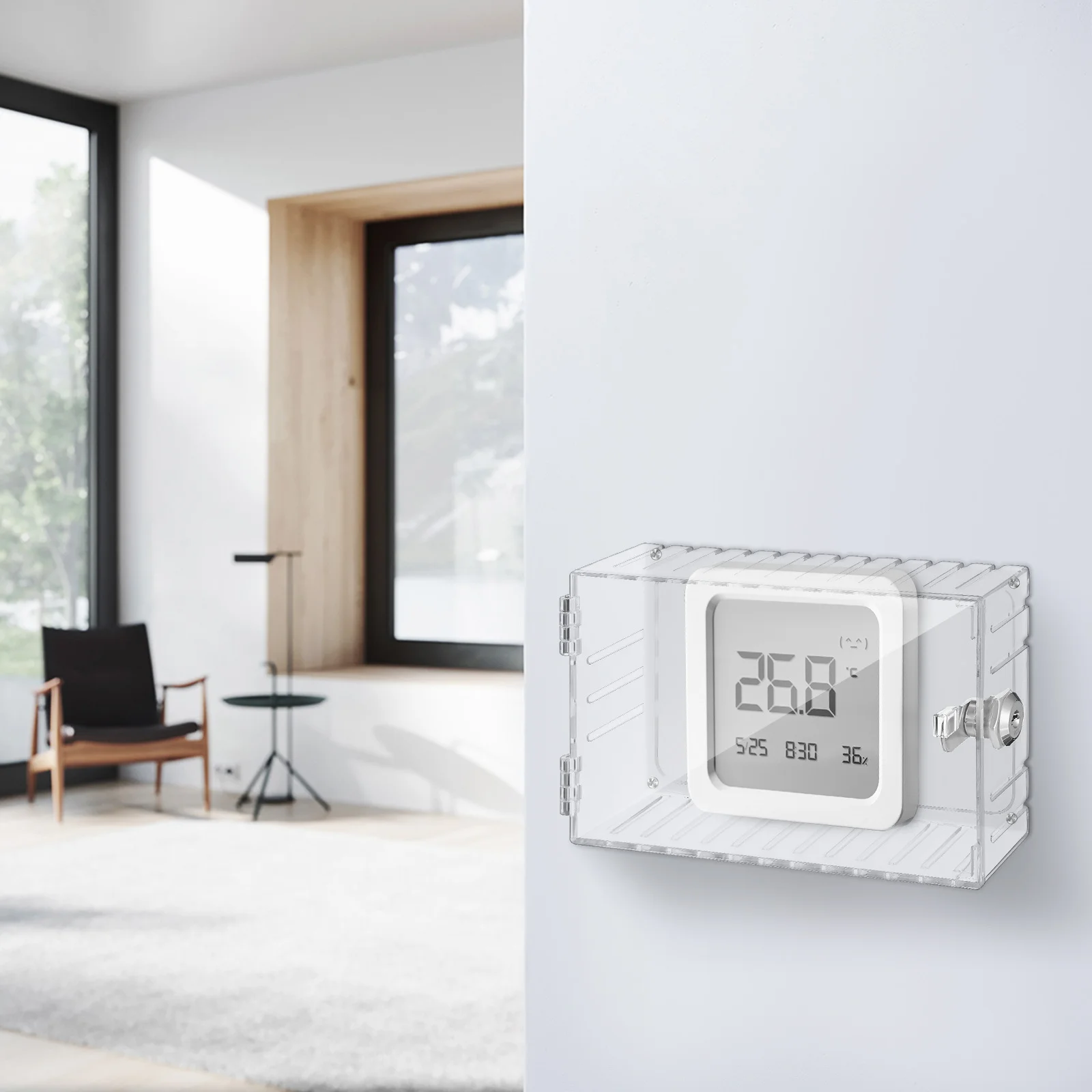 Thermostat Cover Transparent Keyed Strong Material Easy Install Suitable For Most Models Thermostat Lock Box Ac Lock Box Cover