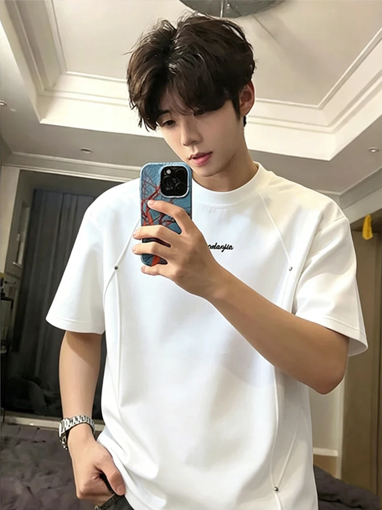 White Deconstructed Heavyweight Men's T-Shirt Summer Boxy Rigorous Rivet Splicing Short Sleeve American Style Small Collar ...
White Deconstructed Heavyweight Men's T-Shirt Summer Boxy Rigorous Rivet Splicing Short Sleeve American Style Small Collar ...