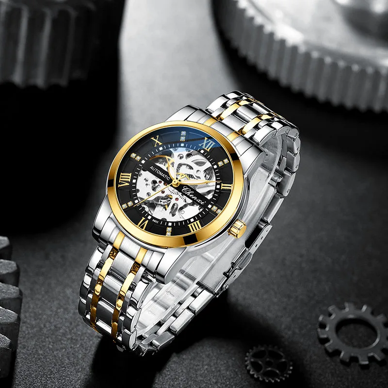 Casual Business Men Watches Sketelon Design Automatic Mechanical Watch for Man Stainless Steel Band Chronograph Wristwatch
Casual Business Men Watches Sketelon Design Automatic Mechanical Watch for Man Stainless Steel Band Chronograph Wristwatch