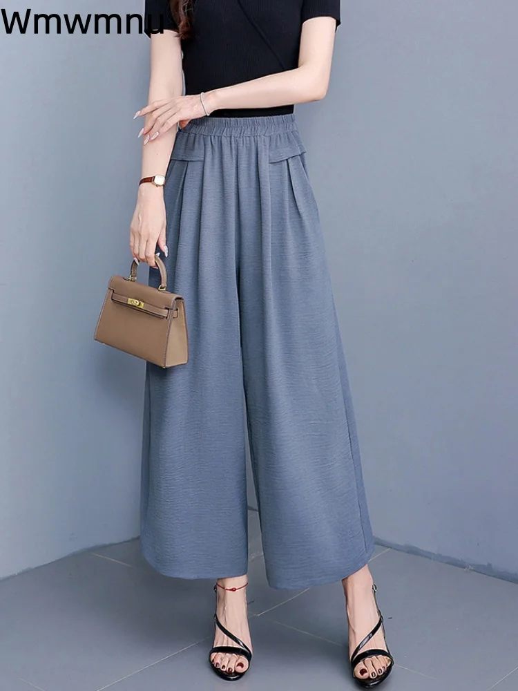 Elastic Straight Suit Pants Women's Casual Baggy Ankle-Length Pantalones Wide Leg Thin Fashion New Loose Spodnie Trousers
Elastic Straight Suit Pants Women's Casual Baggy Ankle-Length Pantalones Wide Leg Thin Fashion New Loose Spodnie Trousers