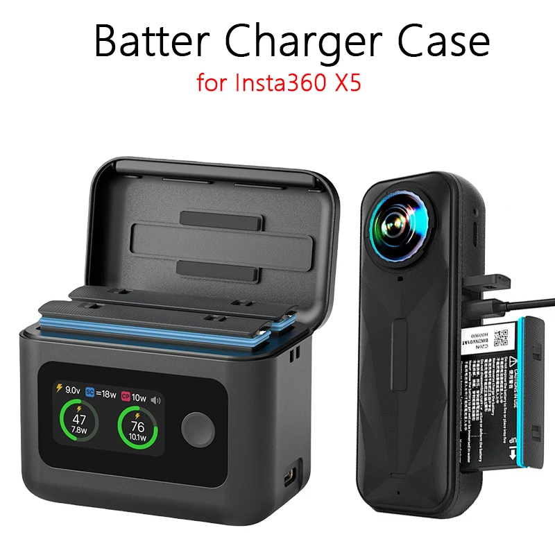 Battery Charger Case for Insta360 X5 Portable Fast Charging Box with Digital Display 2-Slot Battery Storage Charger Accessory
Battery Charger Case for Insta360 X5 Portable Fast Charging Box with Digital Display 2-Slot Battery Storage Charger Accessory